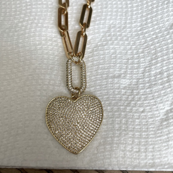 Melania Clara Gold Pave Heart Necklace - Picture 2 of 3